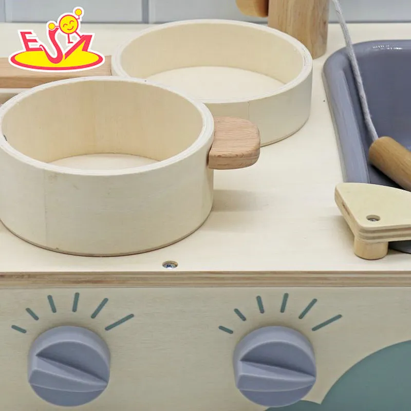 New Design Cooking Play House Foldable Mini Wooden Kitchen Toy Set For Kids W10C887